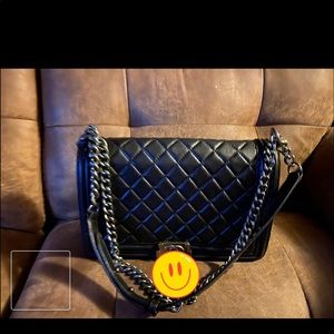 Black quilted bag